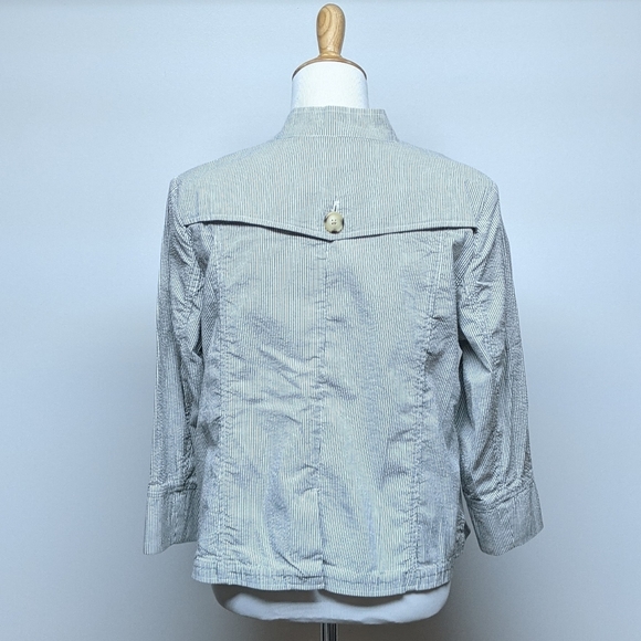 Women's Petite Dockers Coat  Pin Stripe Sz L - Picture 2 of 8